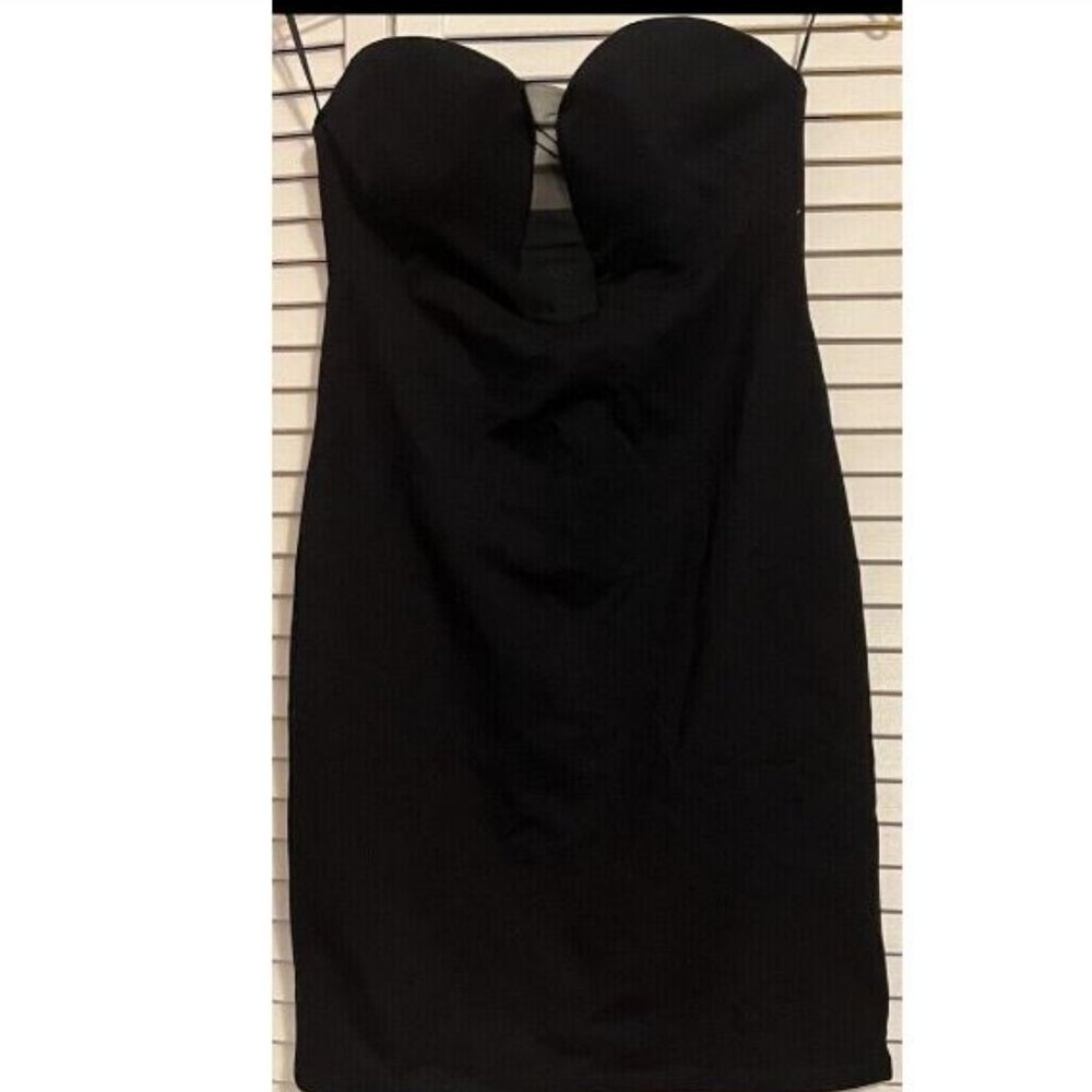 MNG Mango, StraplessTulle appliqué dress, Size 6, Black, New with Tags